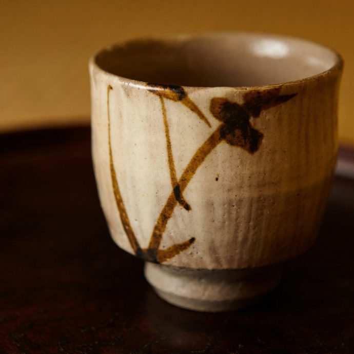 A traditional Japanese ceramic teacup (Karatsu ware).